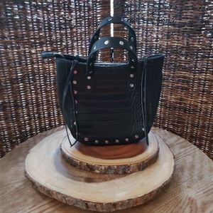 MadisonWest Studded Small Trapeze Satchel Baggette